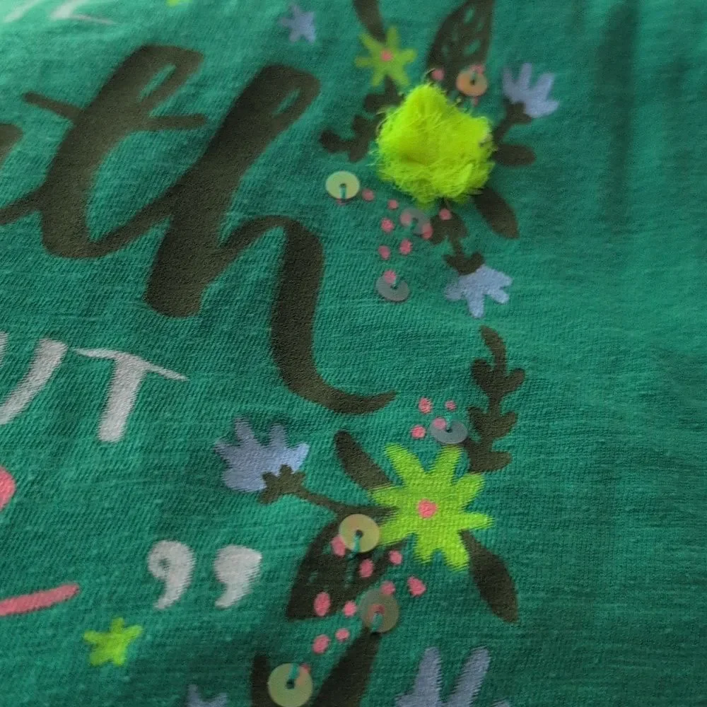 Art Class Floral Print Artsy Kids Green Graphic Tee‎ Y2K